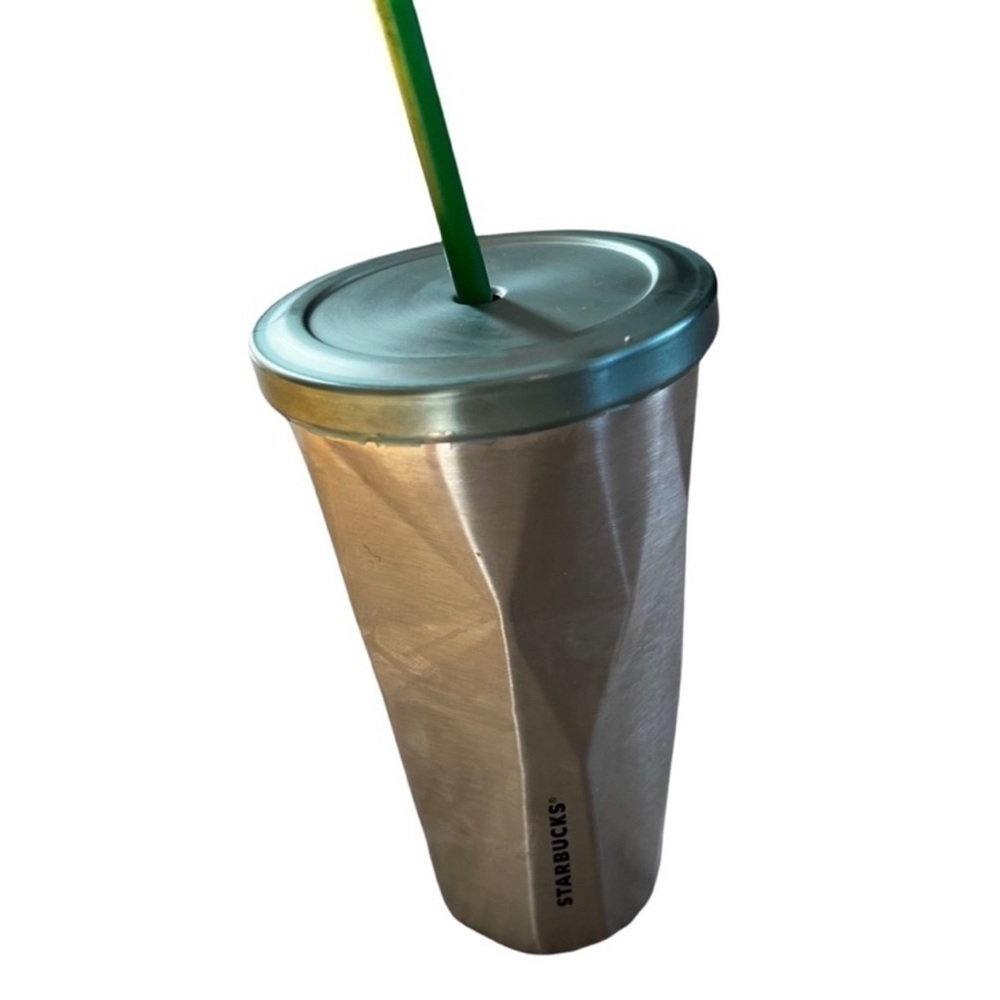Nwt Starbucks Grande Chiseled Faceted Stainless Steel 16 oz Cold Cup Tuu…
